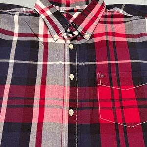 Tommy Hilfiger Red and Blue Plaid Button Down Shirt